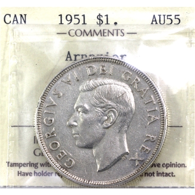 1951 Arnprior Canada Dollar ICCS Certified AU-55