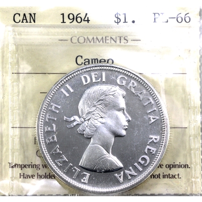 1964 Canada Dollar ICCS Certified PL-66 Cameo