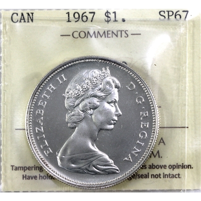 1967 Canada Dollar ICCS Certified SP-67 Cameo