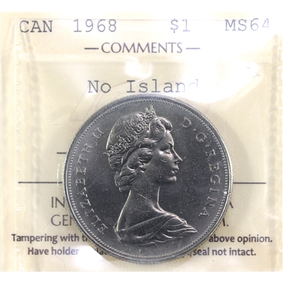 1968 No Island Canada Dollar ICCS Certified MS-64