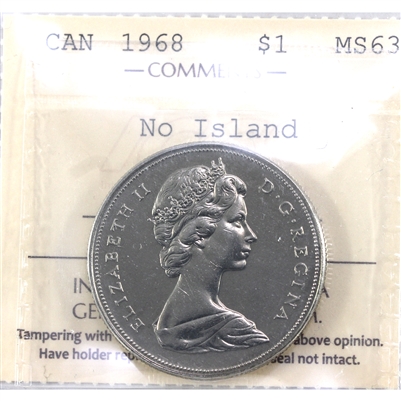 1968 No Island Canada Dollar ICCS Certified MS-63