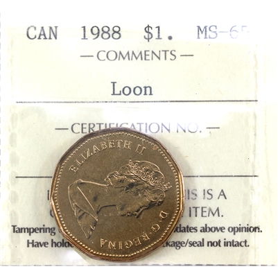 1988 Canada Loon Dollar ICCS Certified MS-65