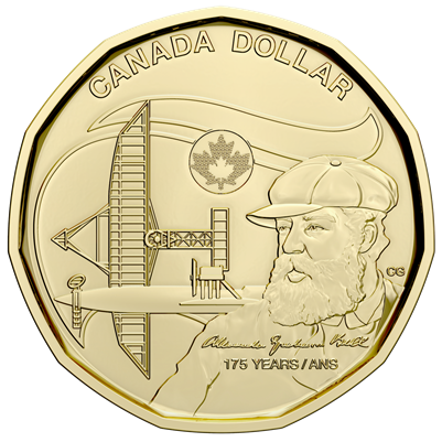 2022 Uncoloured Canada $1 Alexander Graham Bell Brilliant Uncirculated (MS-63)