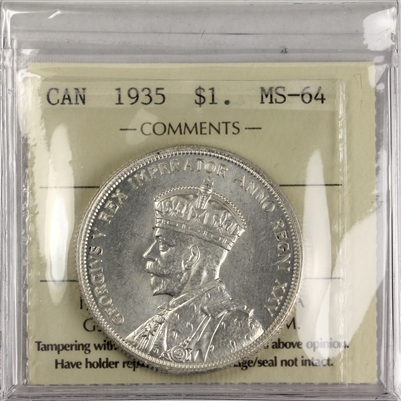 1935 Canada Dollar ICCS Certified MS-64 (XPY 489)
