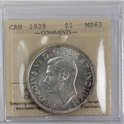 1938 Canada Dollar ICCS Certified MS-63 (XYS 302)