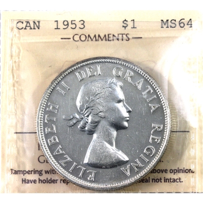 1953 NSS Canada Dollar ICCS Certified MS-64