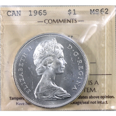 1965 Medium Beads Ptd. 5 (Type V) Canada Dollar ICCS Certified MS-62