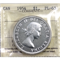 1954 Canada Dollar ICCS Certified PL-65 Cameo