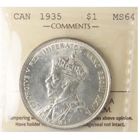 1935 Canada Dollar ICCS Certified MS-64 (XVV 125)