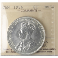 1936 Canada Dollar ICCS Certified MS-64 (XXG 034)