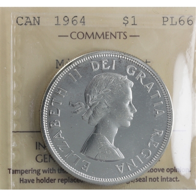 1964 Missing Dot Canada Dollar ICCS Certified PL-66
