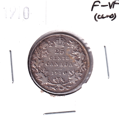 1910 Canada 25-cents F-VF (F-15) Cleaned