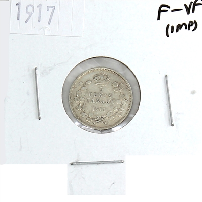 1917 Canada 5-cents F-VF (F-15) Scratched, cleaned, or impaired