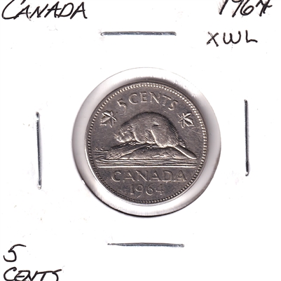 1964 Extra Water Line Canada 5-cents Very Fine (VF-20)