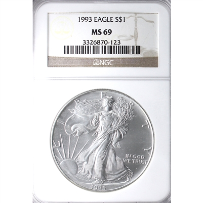 1993 USA $1 American Eagle 1oz. Fine Silver NGC Certified MS-69 (No Tax)