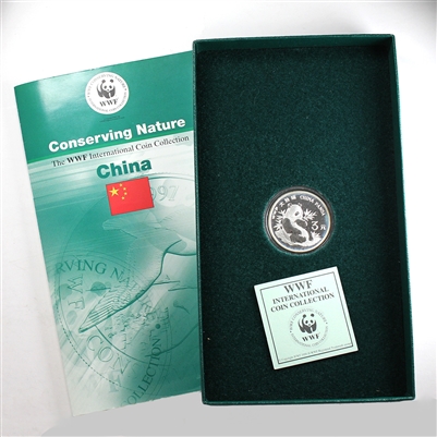 1997 China WWF Int'l Coin Collection 3Y Panda 15g .900 Silver in Case (Toned)