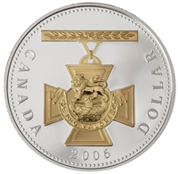 2006 Canada Victoria Cross Gold Plated Silver Dollar in square capsule (No Tax)