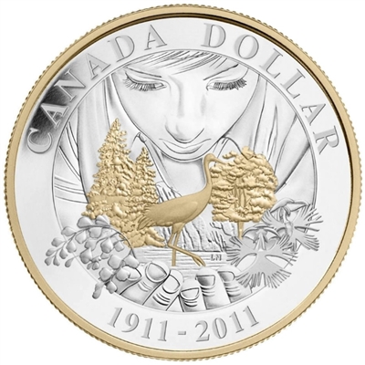 2011 Parks Canada Gold Plated Proof Silver Dollar in (square capsule)