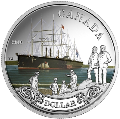 2016 Canada Coloured Transatlantic Cable Proof Silver Dollar from Mint Set (No Tax)
