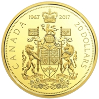1967-2017 Canada $20 Centennial Commem. Gold Plated Proof Silver (w/Capsule) No Tax