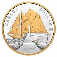 2021 Canada 100th Ann. of Bluenose Gold Plated Fine Silver in Square Capsule (No Tax)