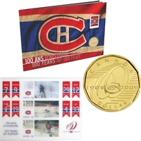 2009 Montreal Canadiens 100th Anniversary Coin and Stamp Gift Set.