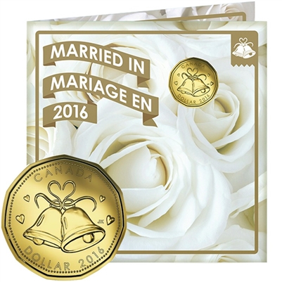 2016 Canada Wedding Gift Set with struck Loon Dollar (Wedding Bells)
