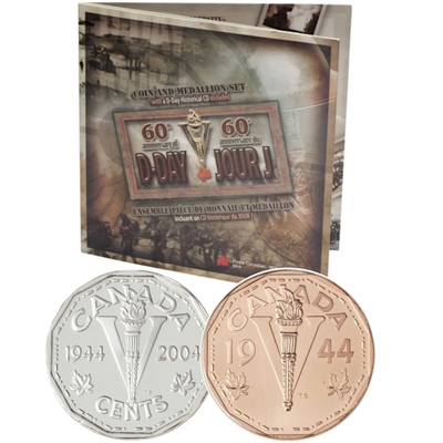 2004 Canada D-Day Sterling Silver Nickel & Medallion with D-Day CD-ROM