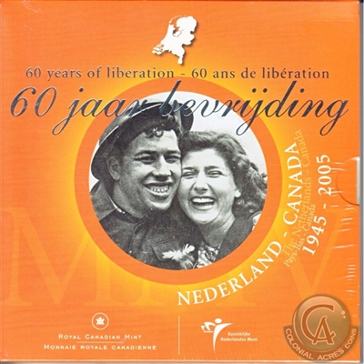 2005 Canada Netherlands Liberation Sterling Silver 25ct & BU Euro Set