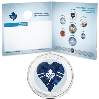 2009 Toronto Maple Leafs NHL Coin Set with $1 coloured jersey