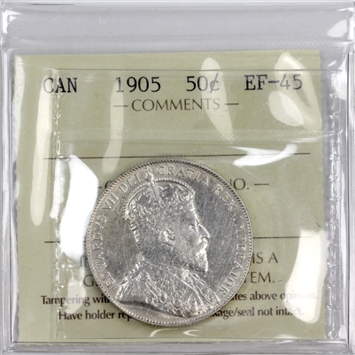 1905 Canada 50-cents ICCS Certified EF-45