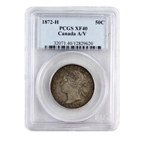 1872H A/V Canada 50-cents PCGS Certified EF-40