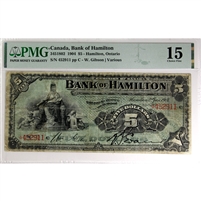 345-18-02 1904 Bank of Hamilton $5 Gibson-Various, PMG Certified F-15