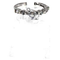 Lady's Sterling Silver Simple Band with CZ Gems - Size 6 3/4