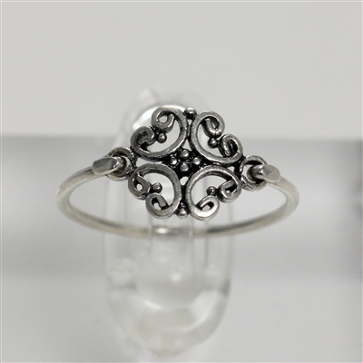 Lady's Sterling Silver Antiqued Openwork Dainty Ring - 5