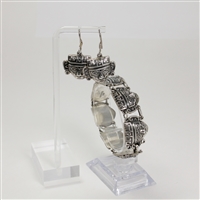 Lady's Sterling Silver Aztec Bracelet & Earring Set