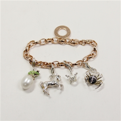 Lady's Sterling Silver 'THOMAS SABO' Rose Coloured Classic Charm Bracelet with Charms - 6"