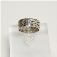 Unisex Sterling Silver Etched Ring - 6 1/2