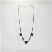 Lady's Sterling Silver 'FBM Friedrich Binder' Vintage Rose & Leaf Necklace - 17 1/2"