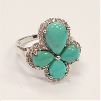 Lady's 'India' Sterling Silver Turquoise Ring - Size 11