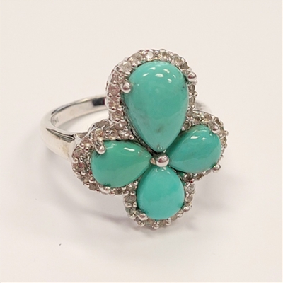 Lady's 'India' Sterling Silver Turquoise Ring - Size 11