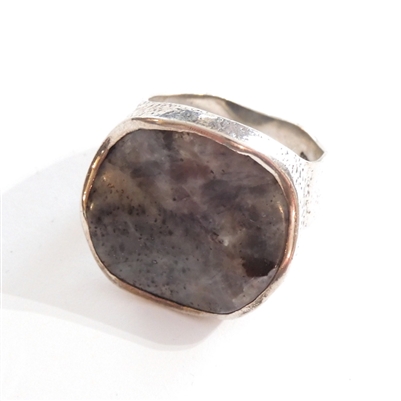 Lady's Sterling Silver Natural Stone Statement Ring - Size 7