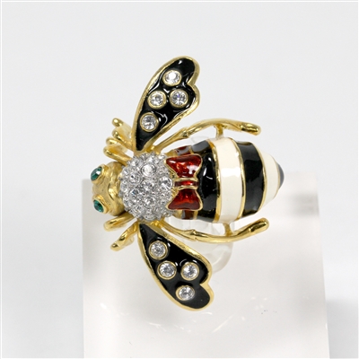 Joan Rivers Classics Collection - Tuxedo Bumble Bee Brooch with Rhinestones