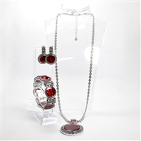Lady's Silver Tone "Fifth Avenue Collection" Red Abalone Shell Set