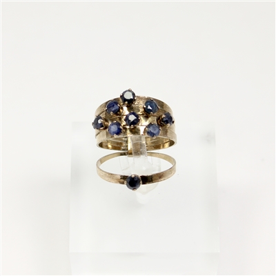 Lady's Gold Tone Stacking Ring with Blue Stones