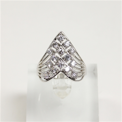 Lady's Silver Tone ' Fifth Avenue Collection' Chevron Clear Stone Ring - 11 1/2