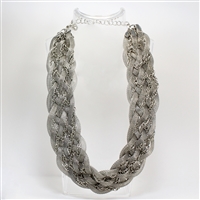 Lady's Silver Tone Mesh Braided Necklace - 20"