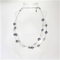 Lady's Black & Clear Wire Necklace - 19"