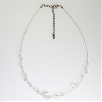 Lady's Clear Bead Wire Necklace - 19"
