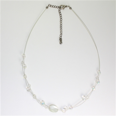 Lady's Clear Bead Wire Necklace - 19"